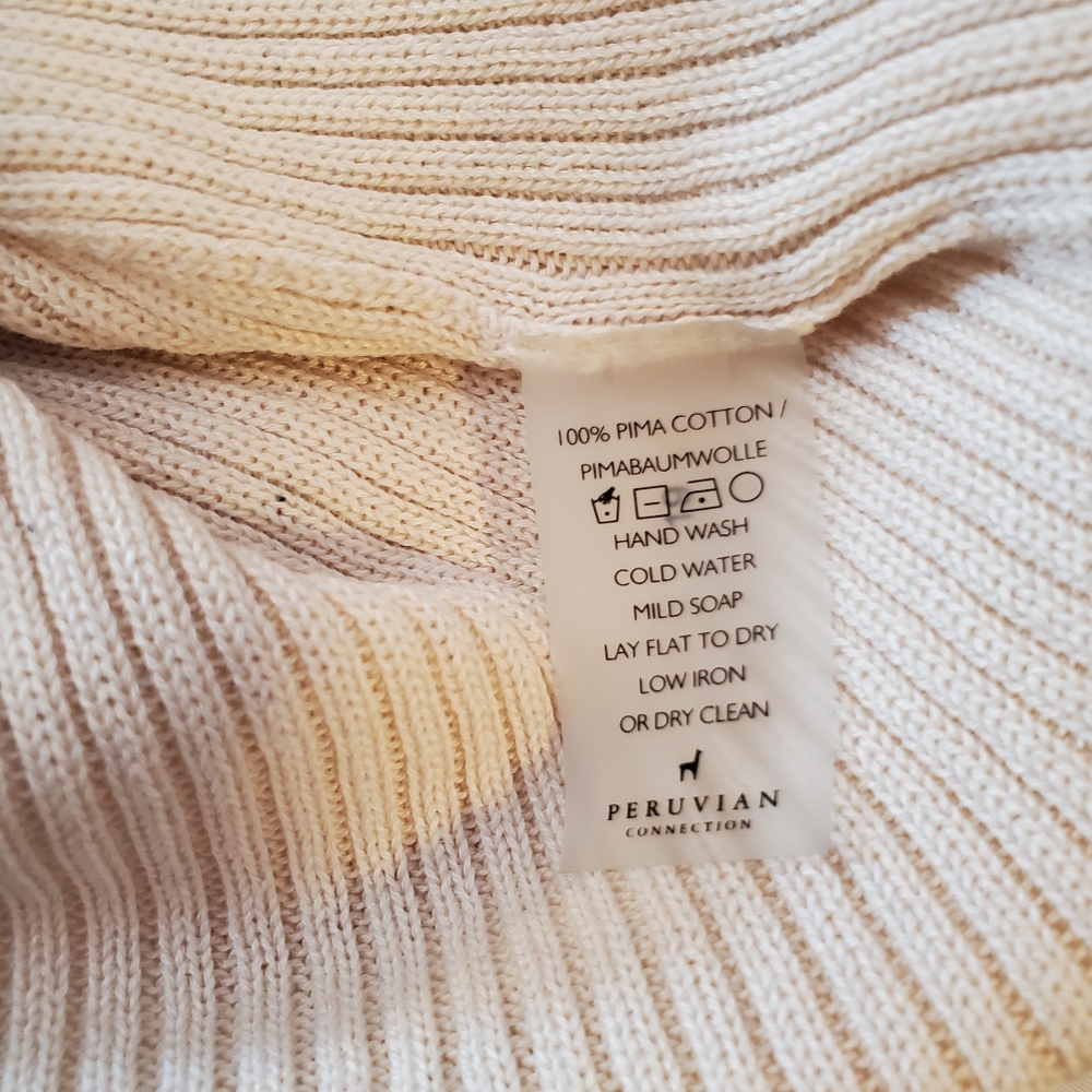 Peruvian Collection Cream Ribbed Knit Sweater - Size Large - Picture 3 of 3